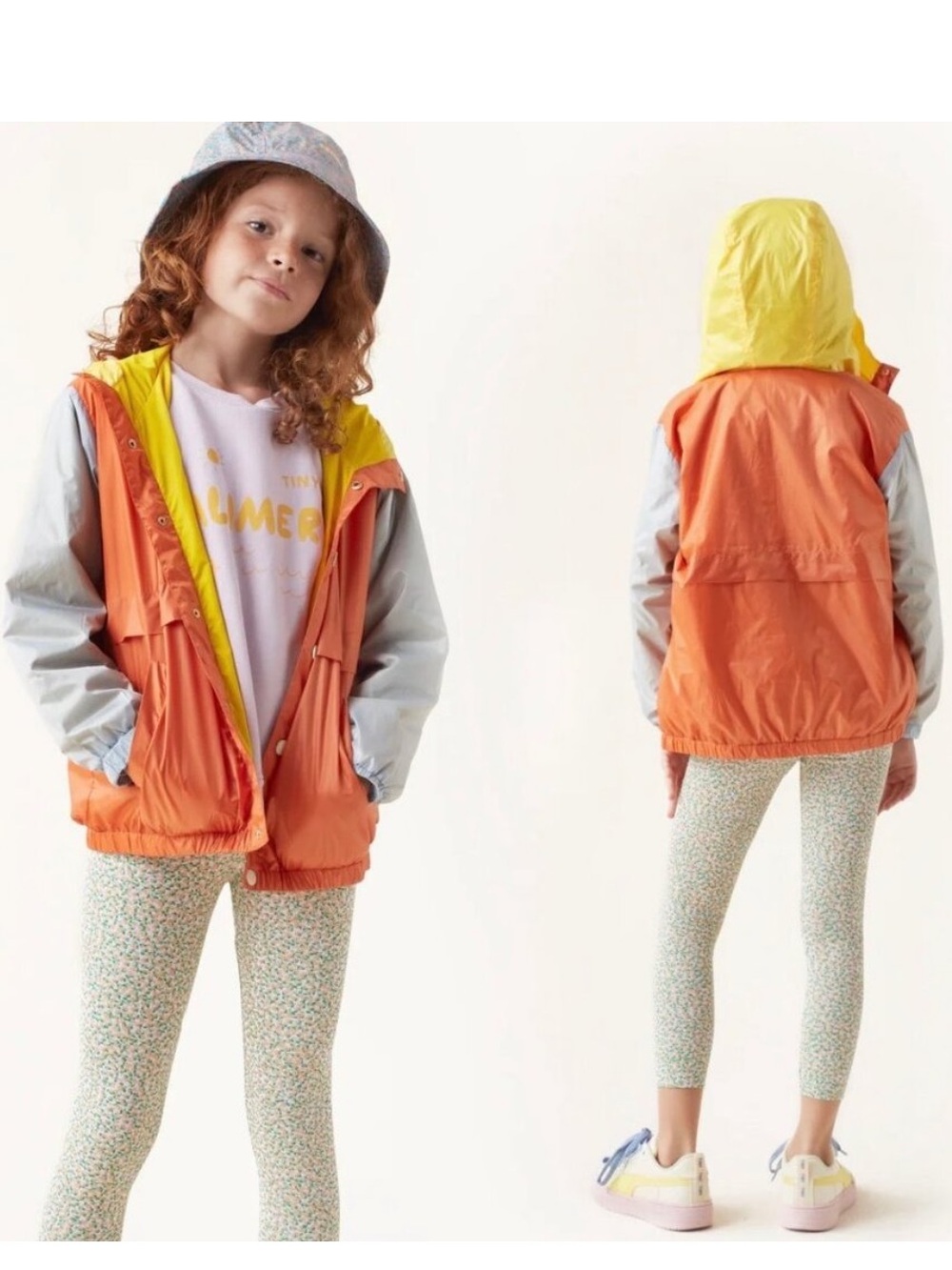 Tiny Cottons Jacket Size 6 Year Colorblock Snap Front Hooded Outdoors Retro Gorp